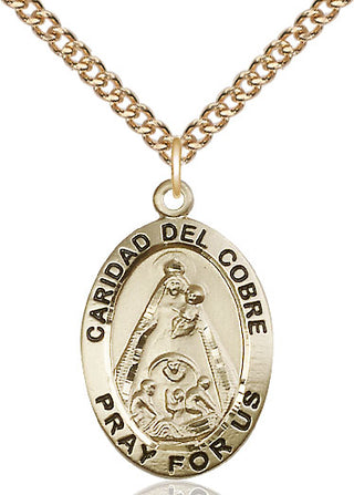14kt Gold Caridad del Cobre Medal Engraved Catholic Saint Jewelry