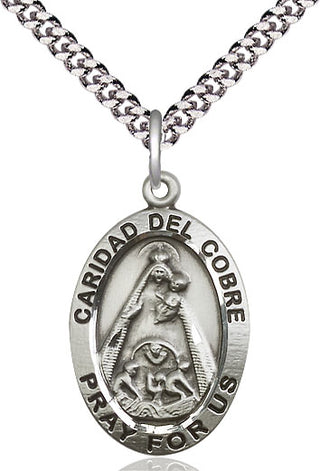 Sterling Silver Caridad del Cobre Medal Catholic Jewelry Engraved Catholic Saint Jewelry