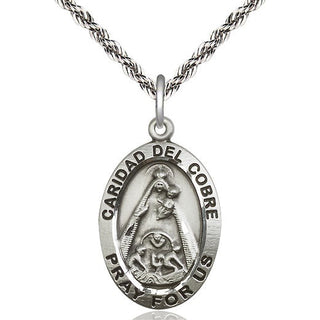 Sterling Silver Caridad del Cobre Medal Catholic Jewelry Engraved Catholic Saint Jewelry