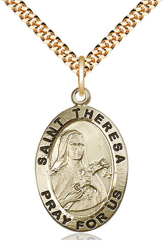 14kt Gold Filled Saint Theresa Medal Catholic Jewelry Engraved Catholic Saint Jewelry