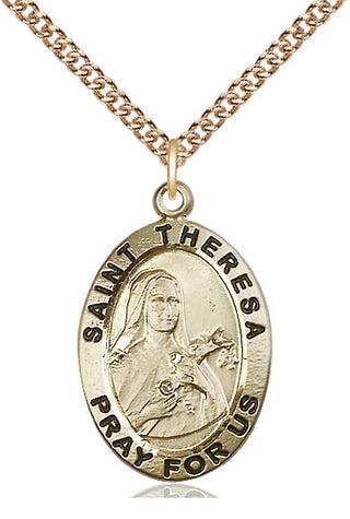 14kt Gold Filled Saint Theresa Medal Catholic Jewelry Engraved Catholic Saint Jewelry
