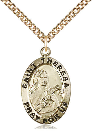 14kt Gold Filled Saint Theresa Medal Catholic Jewelry Engraved Catholic Saint Jewelry