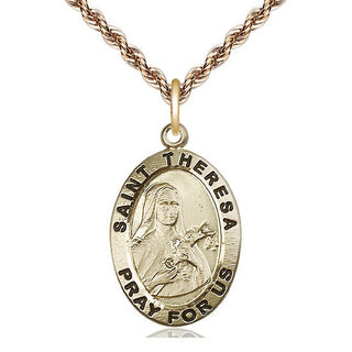 14kt Gold Filled Saint Theresa Medal Catholic Jewelry Engraved Catholic Saint Jewelry