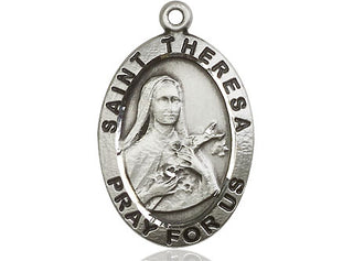 Sterling Silver Saint Theresa Medal Catholic Jewelry Engraved Catholic Saint Jewelry