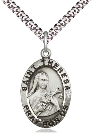 Sterling Silver Saint Theresa Medal Catholic Jewelry Engraved Catholic Saint Jewelry