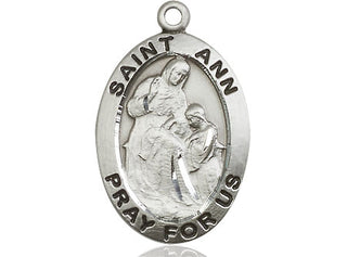 Sterling Silver Saint Ann Medal Catholic Jewelry Engraved Catholic Saint Jewelry