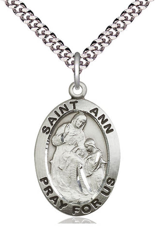 Sterling Silver Saint Ann Medal Catholic Jewelry Engraved Catholic Saint Jewelry