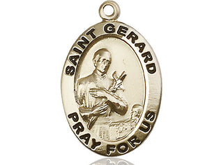 14kt Gold Saint Gerard Medal Engraved Catholic Saint Jewelry