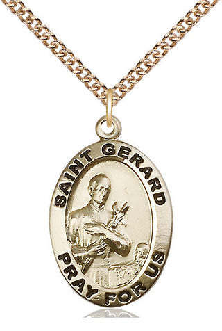 14kt Gold Saint Gerard Medal Engraved Catholic Saint Jewelry