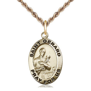 14kt Gold Saint Gerard Medal Engraved Catholic Saint Jewelry