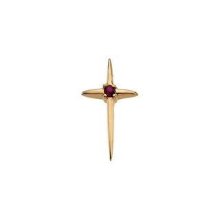 14K Yellow Natural Ruby Cross Pendant