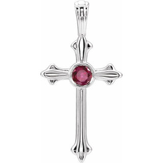 Platinum Natural Ruby Cross Pendant