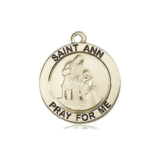 14kt Gold Filled Saint Ann Medal Engraved Catholic Saint Jewelry