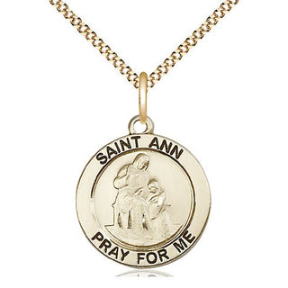 14kt Gold Filled Saint Ann Medal Religious Jewelry Engraved Catholic Saint Jewelry