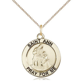 14kt Gold Filled Saint Ann Medal Religious Jewelry Engraved Catholic Saint Jewelry