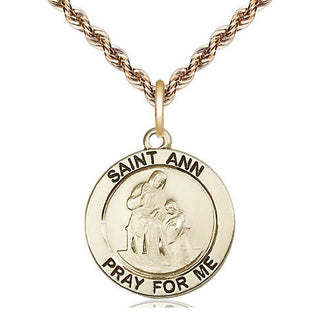 14kt Gold Filled Saint Ann Medal Religious Jewelry Engraved Catholic Saint Jewelry