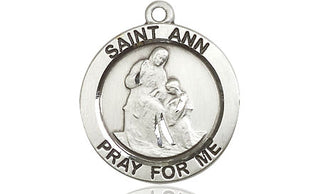 Sterling Silver Saint Ann Medal Religious Jewelry Engraved Catholic Saint Jewelry