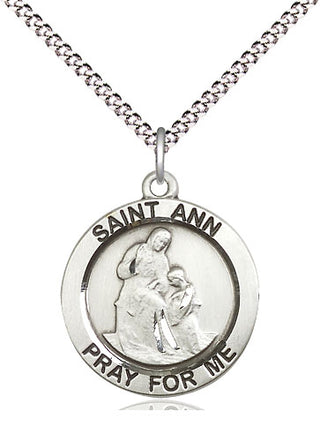 Sterling Silver Saint Ann Medal Religious Jewelry Engraved Catholic Saint Jewelry