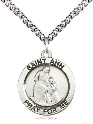Sterling Silver Saint Ann Medal Religious Jewelry Engraved Catholic Saint Jewelry