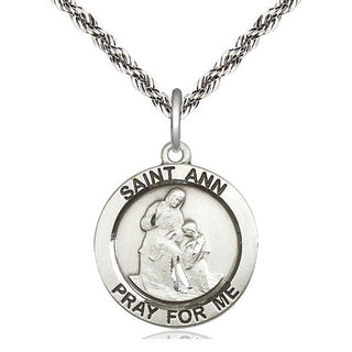 Sterling Silver Saint Ann Medal Religious Jewelry Engraved Catholic Saint Jewelry