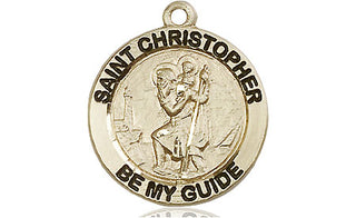 14kt Gold Filled Saint Christopher Medal Engraved Catholic Saint Jewelry
