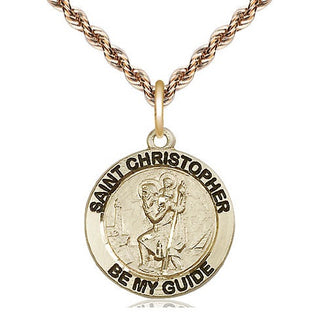 14kt Gold Saint Christopher Medal Engraved Catholic Saint Jewelry