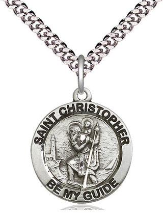 Pewter Saint Christopher Medal Religious Jewelry Engraved Catholic Saint Jewelry