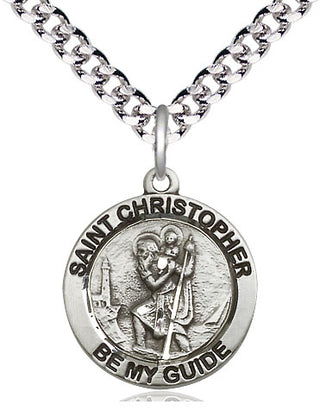 Pewter Saint Christopher Medal Religious Jewelry Engraved Catholic Saint Jewelry