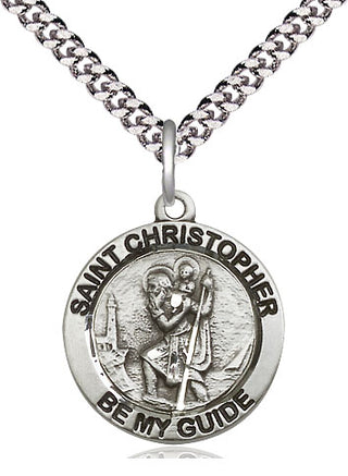 Pewter Saint Christopher Medal Religious Jewelry Engraved Catholic Saint Jewelry