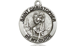 Sterling Silver Saint Christopher Medal Religious Jewelry Engraved Catholic Saint Jewelry