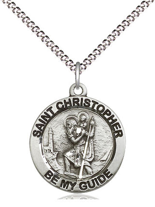 Sterling Silver Saint Christopher Medal Religious Jewelry Engraved Catholic Saint Jewelry