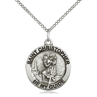 Sterling Silver Saint Christopher Medal Religious Jewelry Engraved Catholic Saint Jewelry