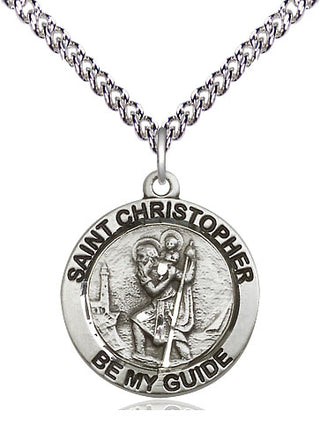 Sterling Silver Saint Christopher Medal Religious Jewelry Engraved Catholic Saint Jewelry