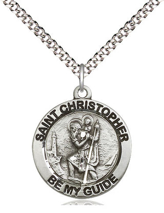 Sterling Silver Saint Christopher Medal Religious Jewelry Engraved Catholic Saint Jewelry