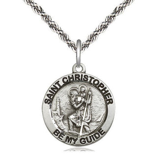 Sterling Silver Saint Christopher Medal Religious Jewelry Engraved Catholic Saint Jewelry