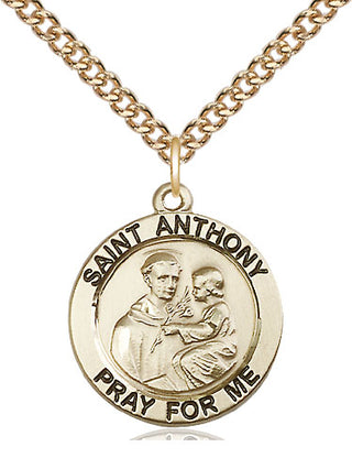 14kt Gold Saint Anthony of Padua Medal Engraved Catholic Saint Jewelry