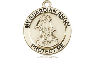 14kt Gold Filled Guardian Angel Medal Engraved Catholic Saint Jewelry