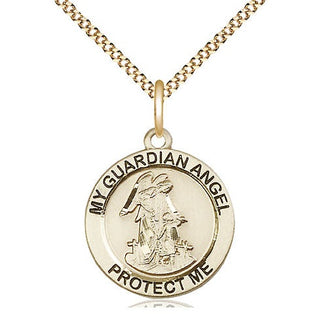 14kt Gold Filled Guardian Angel Medal Religious Jewelry Engraved Catholic Saint Jewelry
