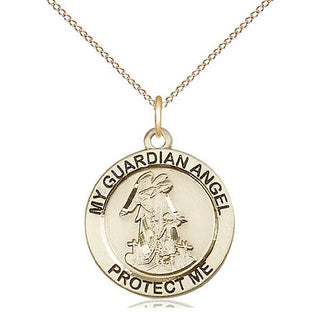 14kt Gold Filled Guardian Angel Medal Religious Jewelry Engraved Catholic Saint Jewelry