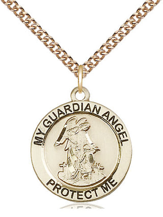 14kt Gold Filled Guardian Angel Medal Religious Jewelry Engraved Catholic Saint Jewelry