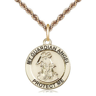 14kt Gold Guardian Angel Medal Engraved Catholic Saint Jewelry