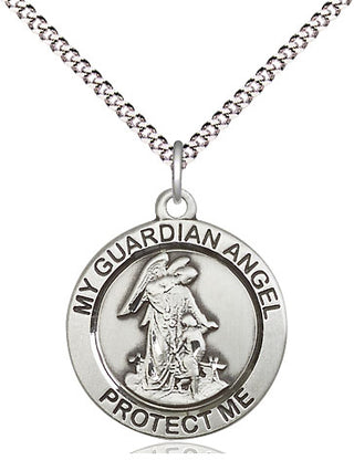 Pewter Guardian Angel Medal Religious Jewelry Engraved Catholic Saint Jewelry