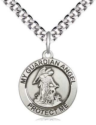 Pewter Guardian Angel Medal Religious Jewelry Engraved Catholic Saint Jewelry