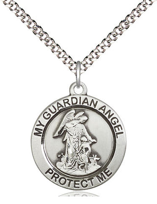 Pewter Guardian Angel Medal Religious Jewelry Engraved Catholic Saint Jewelry