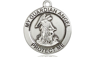 Sterling Silver Guardian Angel Medal Engraved Catholic Saint Jewelry