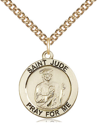 14kt Gold Saint Jude Medal Engraved Catholic Saint Jewelry