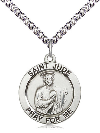 Sterling Silver Saint Jude Medal Religious Jewelry Engraved Catholic Saint Jewelry