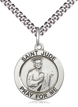 Sterling Silver Saint Jude Medal Religious Jewelry Engraved Catholic Saint Jewelry