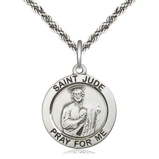 Sterling Silver Saint Jude Medal Religious Jewelry Engraved Catholic Saint Jewelry