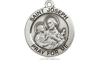 Pewter Saint Joseph Medal Engraved Catholic Saint Jewelry